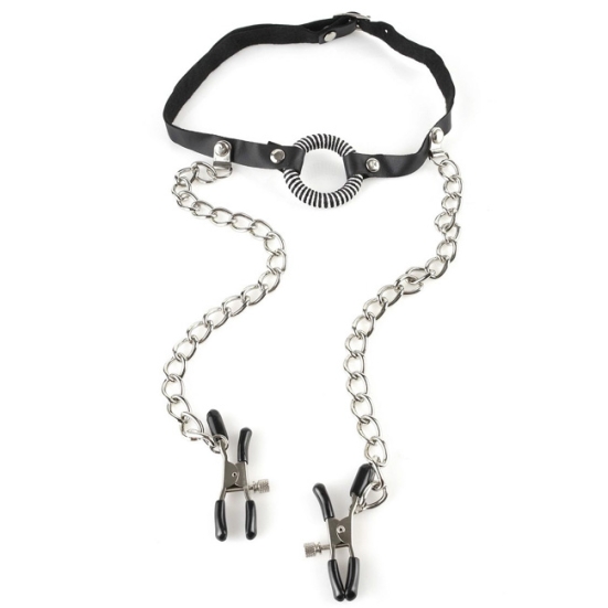 Кляп с зажимами O-Ring Gag &amp; Nipple Clamps