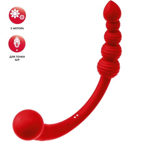 Вибратор ToyFa Black &amp; Red двусторонний