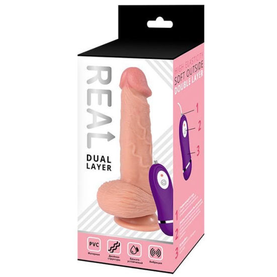 Фаллос-вибратор Real Dual Layer